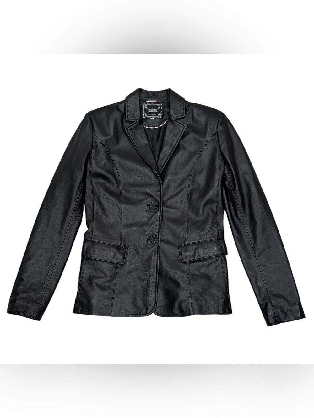 Vtg Vera Pelle Italy Leather Jacket Blazer Sz 44